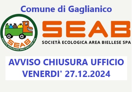 Avviso chiusura ufficio SEAB venerdì 27.12.2024